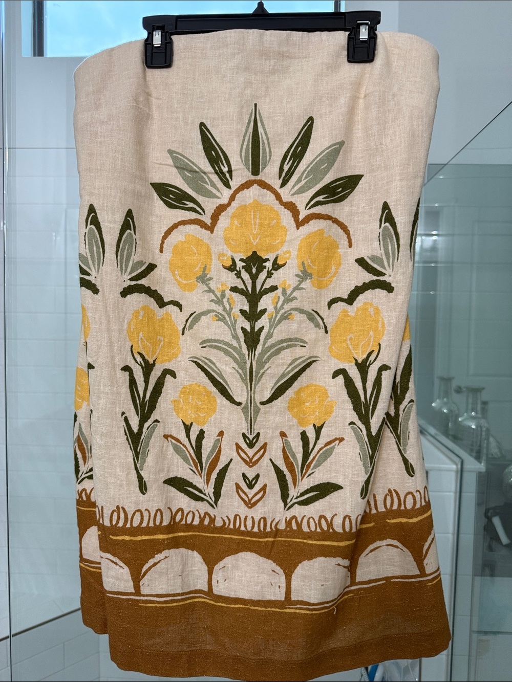 Abercrombie & Fitch Yellow and Olive Floral Linen Panel